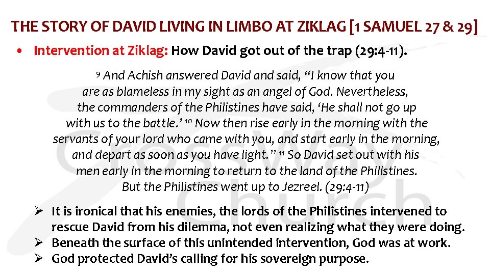 THE STORY OF DAVID LIVING IN LIMBO AT ZIKLAG [1 SAMUEL 27 & 29]