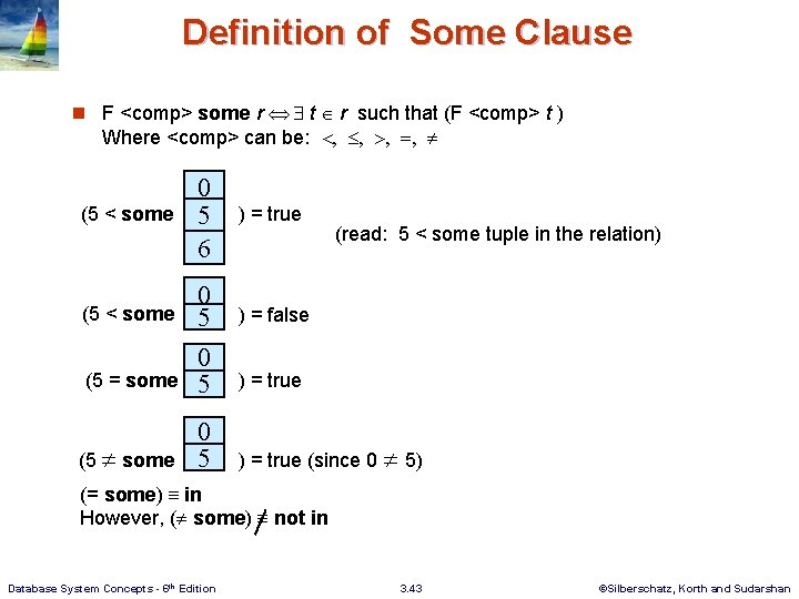 Definition of Some Clause n F <comp> some r t r such that (F
