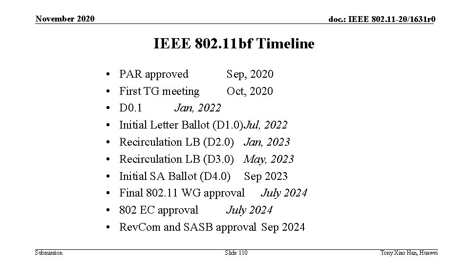 November 2020 doc. : IEEE 802. 11 -20/1631 r 0 IEEE 802. 11 bf