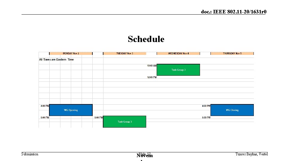 doc. : IEEE 802. 11 -20/1631 r 0 Schedule Submission Slide 57 Novem Tuncer