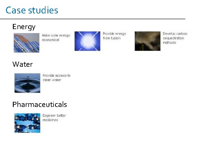 Case studies Energy Water Pharmaceuticals 