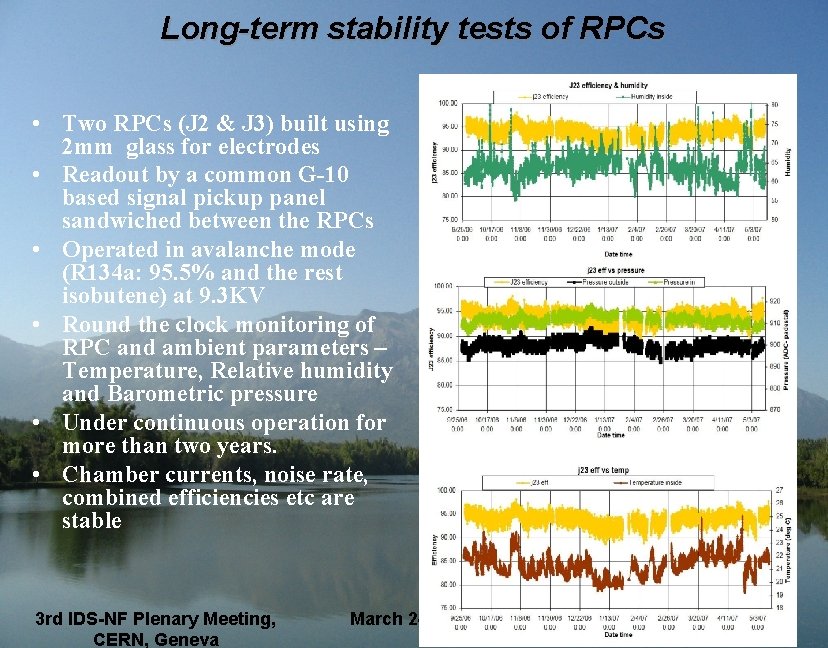 Long-term stability tests of RPCs • Two RPCs (J 2 & J 3) built