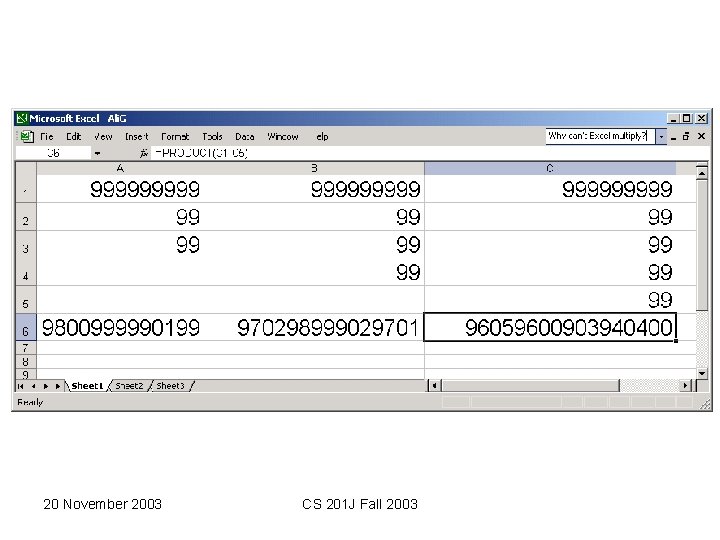 20 November 2003 CS 201 J Fall 2003 