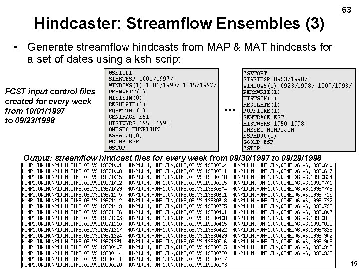 Hindcaster: Streamflow Ensembles (3) 63 • Generate streamflow hindcasts from MAP & MAT hindcasts