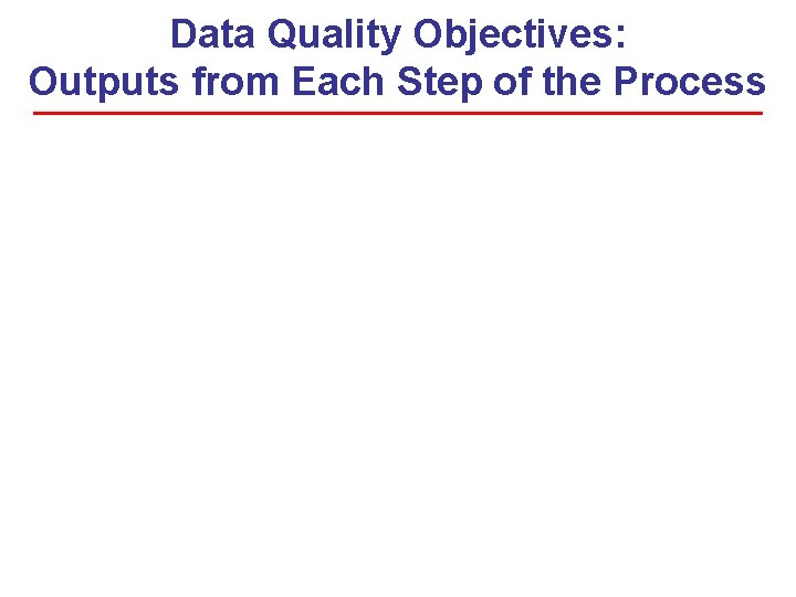 Data Quality Objectives: Outputs from Each Step of the Process Data Quality Objectives: Outputs from Each Step of the Process