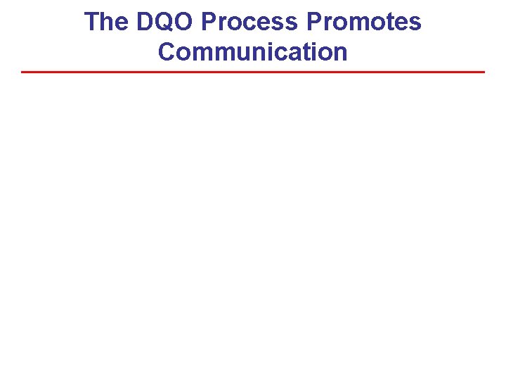 The DQO Process Promotes Communication The DQO Process Promotes Communication