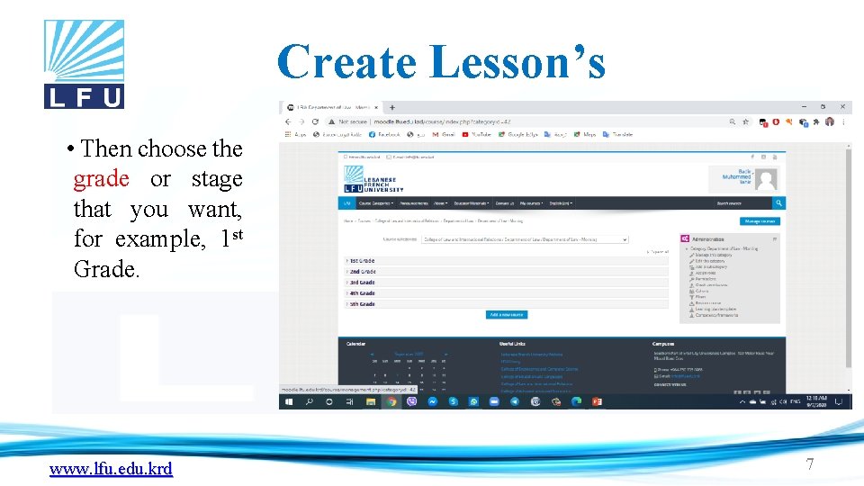 Create Lesson’s • Then choose the grade or stage that you want, for example,