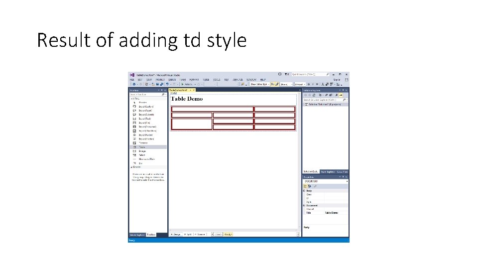 Result of adding td style Result of adding td style