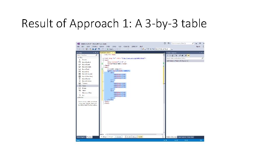 Result of Approach 1: A 3 -by-3 table Result of Approach 1: A 3 -by-3 table