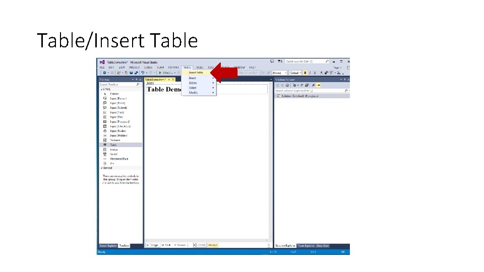 Table/Insert Table Table/Insert Table
