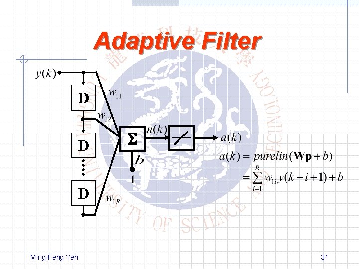 Adaptive Filter D D D Ming-Feng Yeh 31 