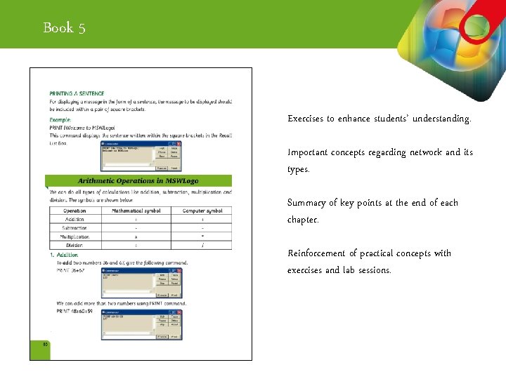 Book 5 Exercises to enhance students’ understanding. Important concepts regarding network and its types.