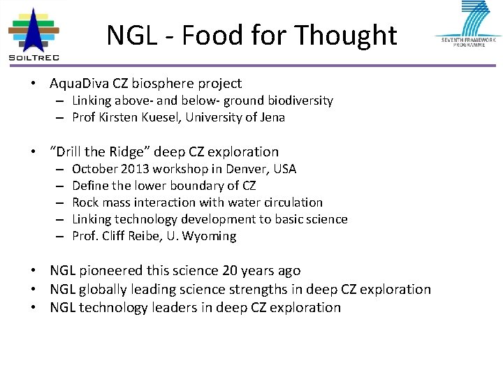 NGL - Food for Thought • Aqua. Diva CZ biosphere project – Linking above-