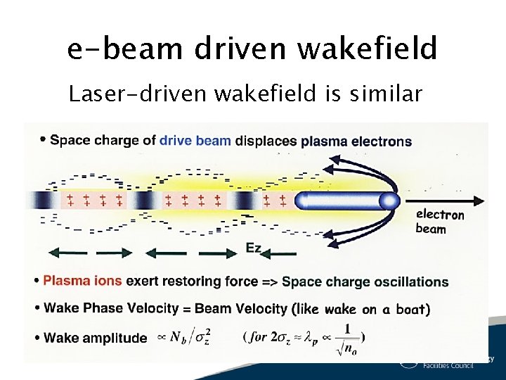 e-beam driven wakefield Laser-driven wakefield is similar 