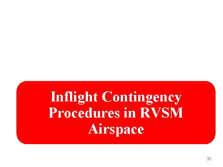 Inflight Contingency Procedures in RVSM Airspace 32 