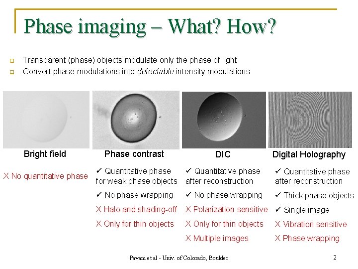 Phase imaging – What? How? q q Transparent (phase) objects modulate only the phase