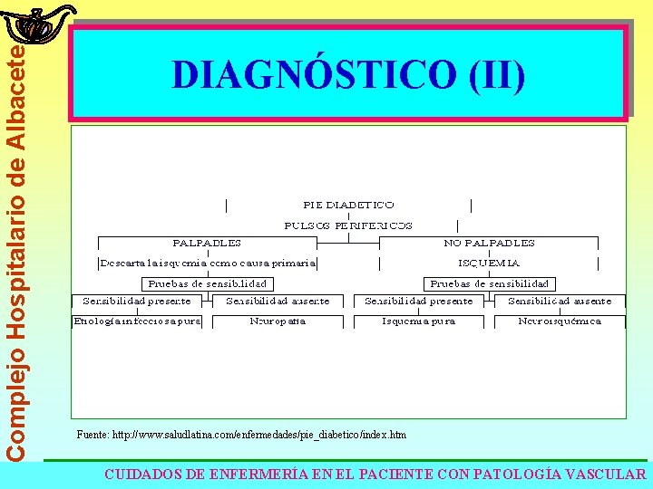 Complejo Hospitalario de Albacete DIAGNÓSTICO (II) Fuente: http: //www. saludlatina. com/enfermedades/pie_diabetico/index. htm CUIDADOS DE