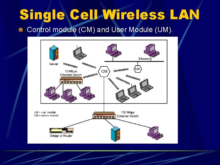 Single Cell Wireless LAN Control module (CM) and User Module (UM). 