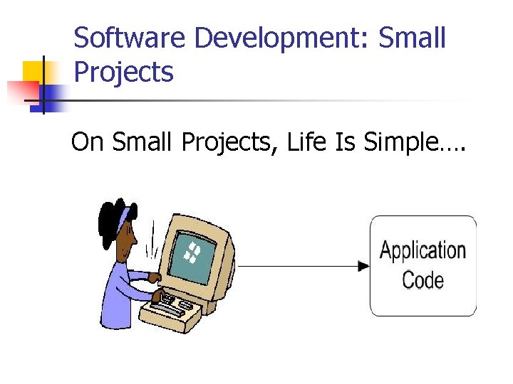Software Development: Small Projects On Small Projects, Life Is Simple…. 