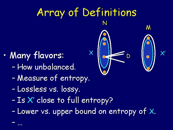 Array of Definitions N • Many flavors: X M D – How unbalanced. –