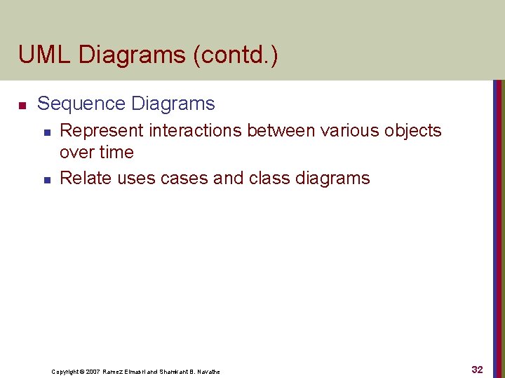 UML Diagrams (contd. ) n Sequence Diagrams n n Represent interactions between various objects