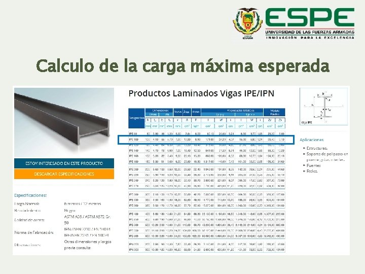 Calculo de la carga máxima esperada 