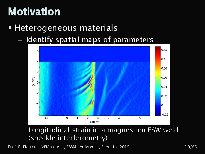 Motivation § Heterogeneous materials – Identify spatial maps of parameters Longitudinal strain in a