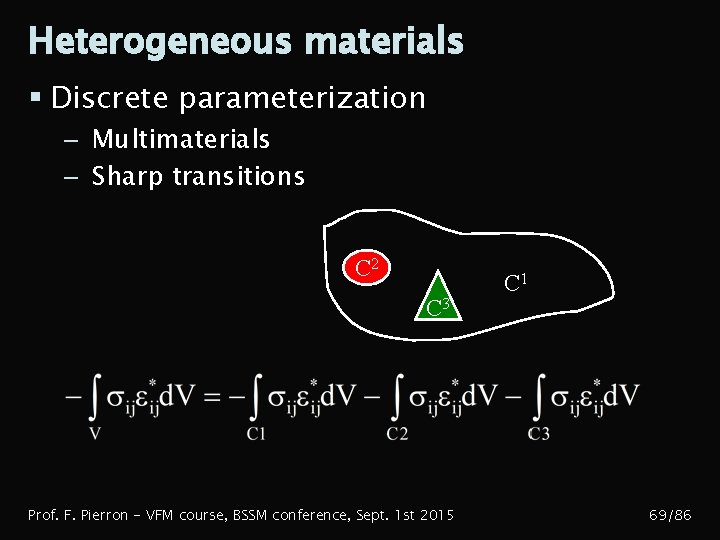 Heterogeneous materials § Discrete parameterization – Multimaterials – Sharp transitions C 2 C 3