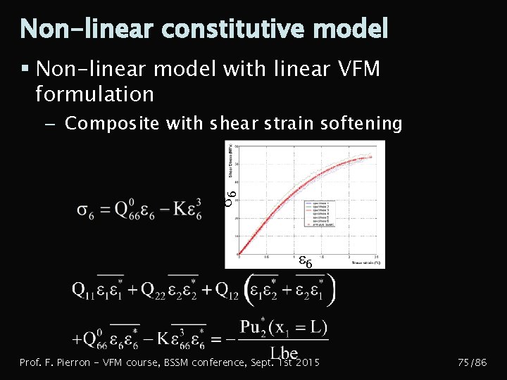 Non-linear constitutive model § Non-linear model with linear VFM formulation s 6 – Composite
