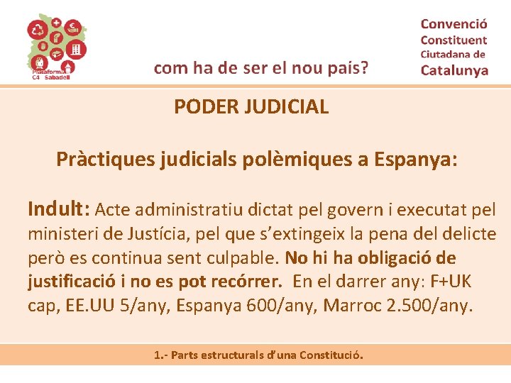 PODER JUDICIAL Pràctiques judicials polèmiques a Espanya: Indult: Acte administratiu dictat pel govern i