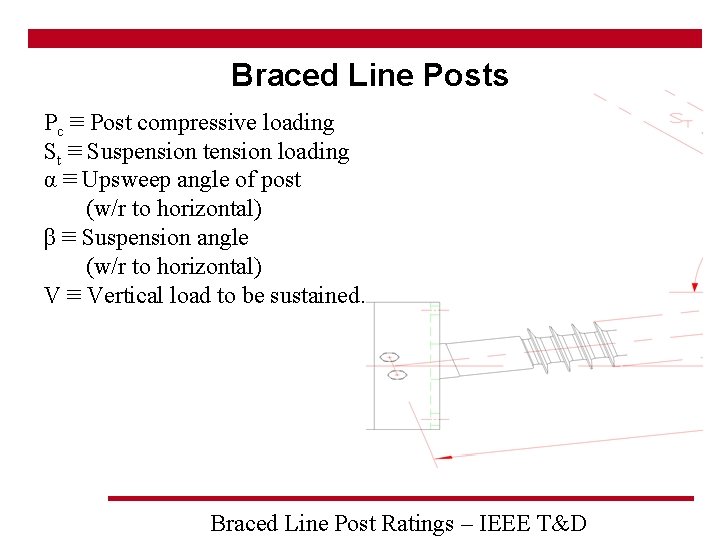 Braced Line Posts Pc ≡ Post compressive loading St ≡ Suspension tension loading α