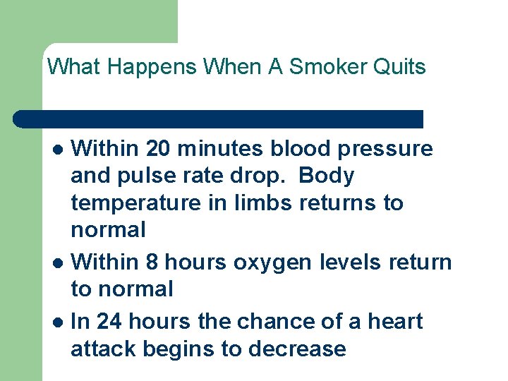 What Happens When A Smoker Quits Within 20 minutes blood pressure and pulse rate