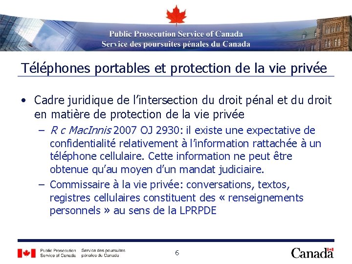 Téléphones portables et protection de la vie privée • Cadre juridique de l’intersection du