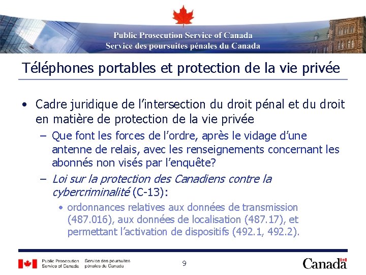 Téléphones portables et protection de la vie privée • Cadre juridique de l’intersection du