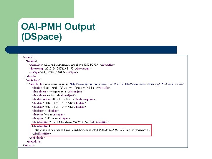 OAI-PMH Output (DSpace) 