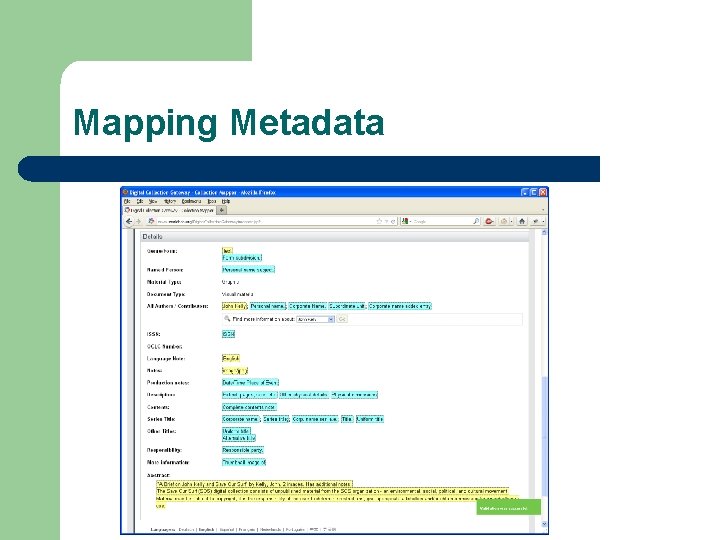 Mapping Metadata 