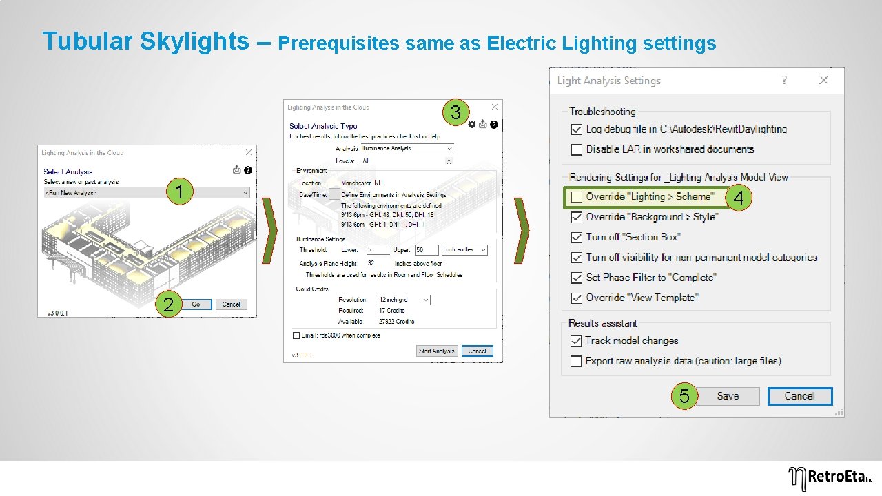 Tubular Skylights – Prerequisites same as Electric Lighting settings 3 1 4 2 5