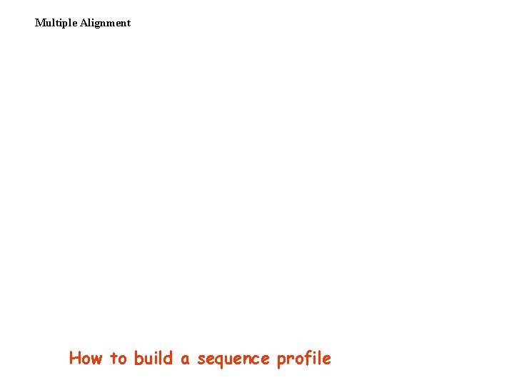 Multiple Alignment How to build a sequence profile 