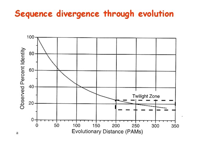 Sequence divergence through evolution 