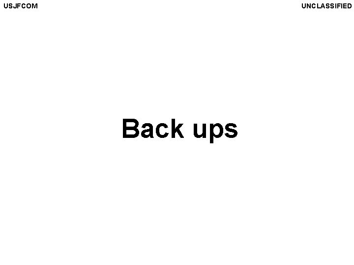 USJFCOM UNCLASSIFIED Back ups 