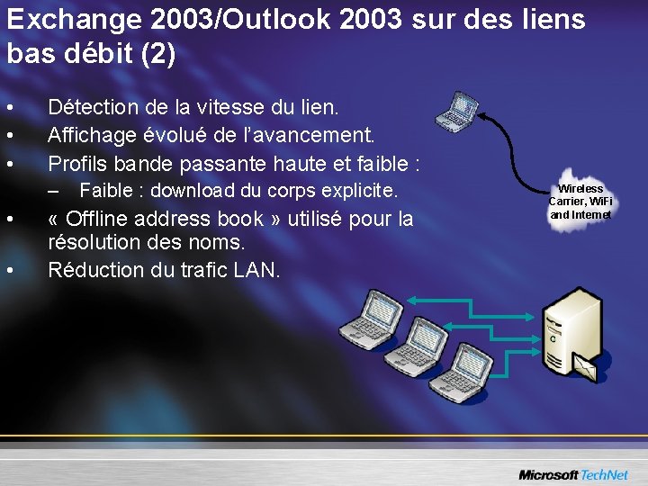 Exchange 2003/Outlook 2003 sur des liens bas débit (2) • • • Détection de