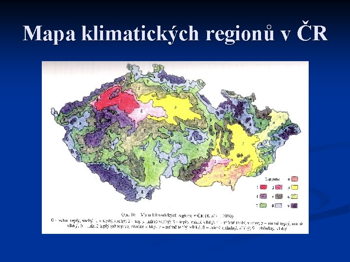 Mapa klimatických regionů v ČR 