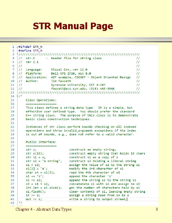 STR Manual Page Chapter 4 - Abstract Data Types 8 STR Manual Page Chapter 4 - Abstract Data Types 8