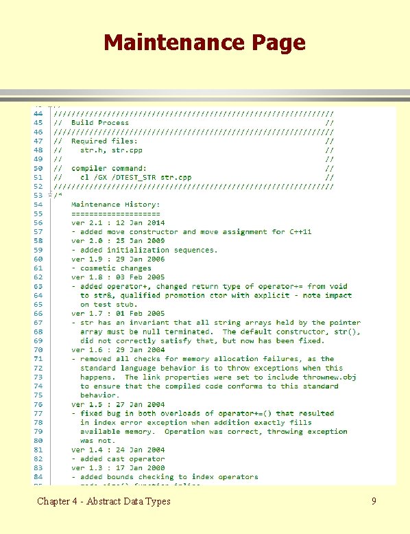 Maintenance Page Chapter 4 - Abstract Data Types 9 Maintenance Page Chapter 4 - Abstract Data Types 9