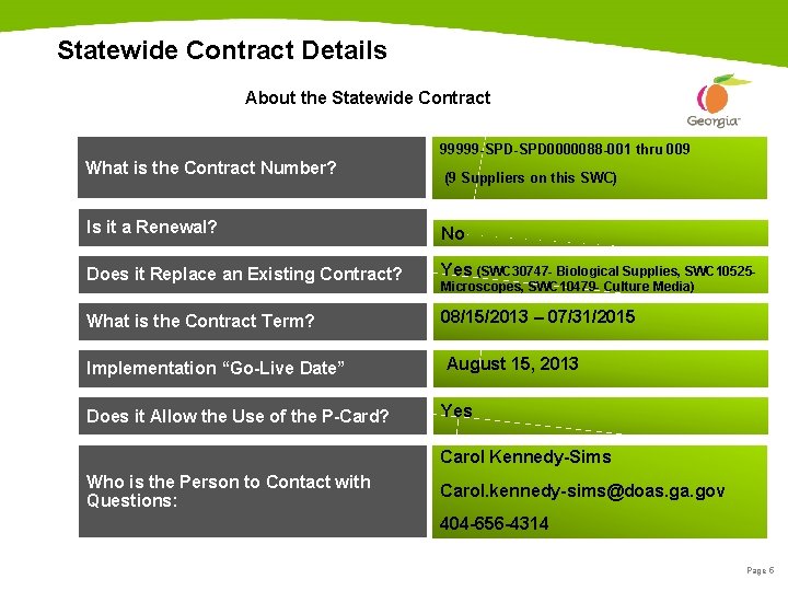 Statewide Contract Details About the Statewide Contract 99999 -SPD 0000088 -001 thru 009 What
