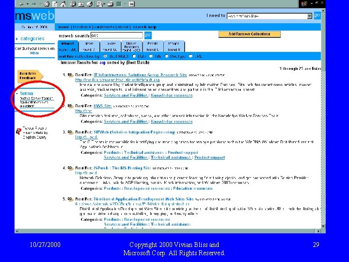 10/27/2000 Copyright 2000 Vivian Bliss and Microsoft Corp. All Rights Reserved. 29 