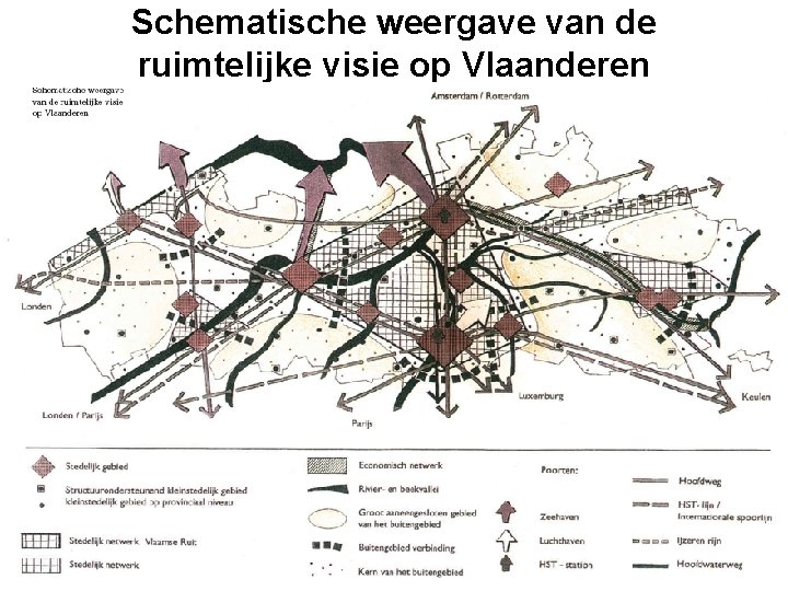 Schematische weergave van de ruimtelijke visie op Vlaanderen 