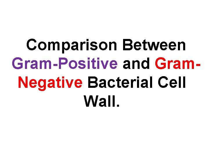 Comparison Between Gram-Positive and Gram. Negative Bacterial Cell Wall. 