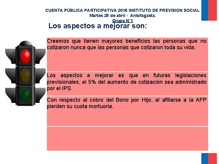 CUENTA PÚBLICA PARTICIPATIVA 2016 INSTITUTO DE PREVISION SOCIAL Martes 25 de abril - Antofagasta.