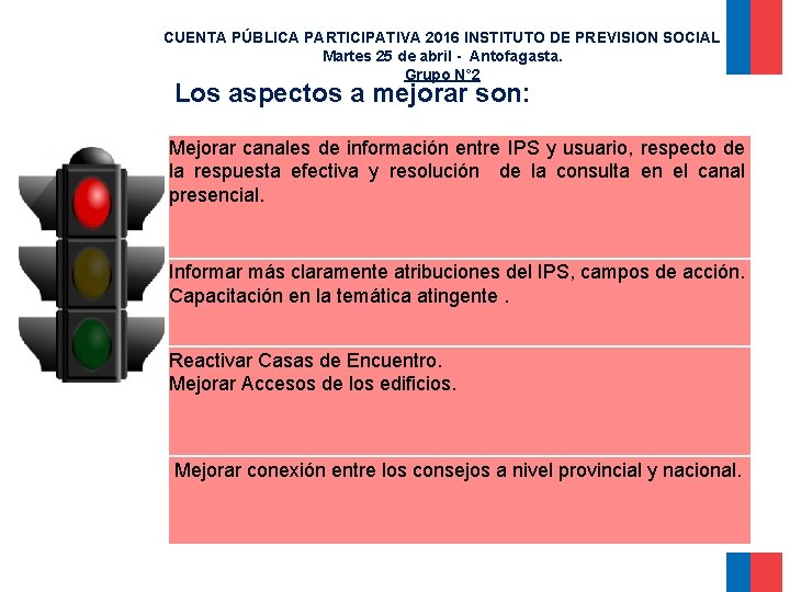 CUENTA PÚBLICA PARTICIPATIVA 2016 INSTITUTO DE PREVISION SOCIAL Martes 25 de abril - Antofagasta.